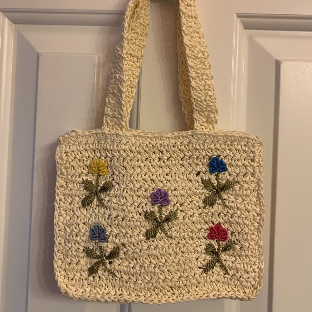 Purse with Floral Embroidery